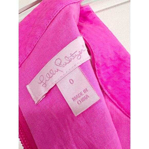 Lilly Pulitzer Ashlyn Hot Pink Magenta Gold Embellished Shift Halter Dress Sz. 0 - Picture 9 of 9